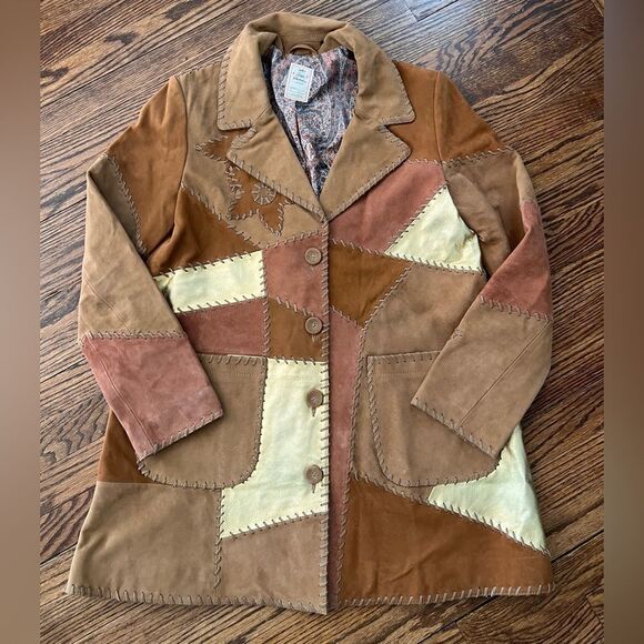 Free People We the Free Flowers on the Wall Suede Patchwork Jacket NWOT - Picture 7 of 9